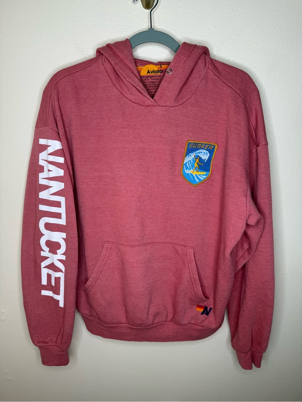 Aviator Nation Nantucket Surfer Hoodie Unisex Small Salmon Pullover California